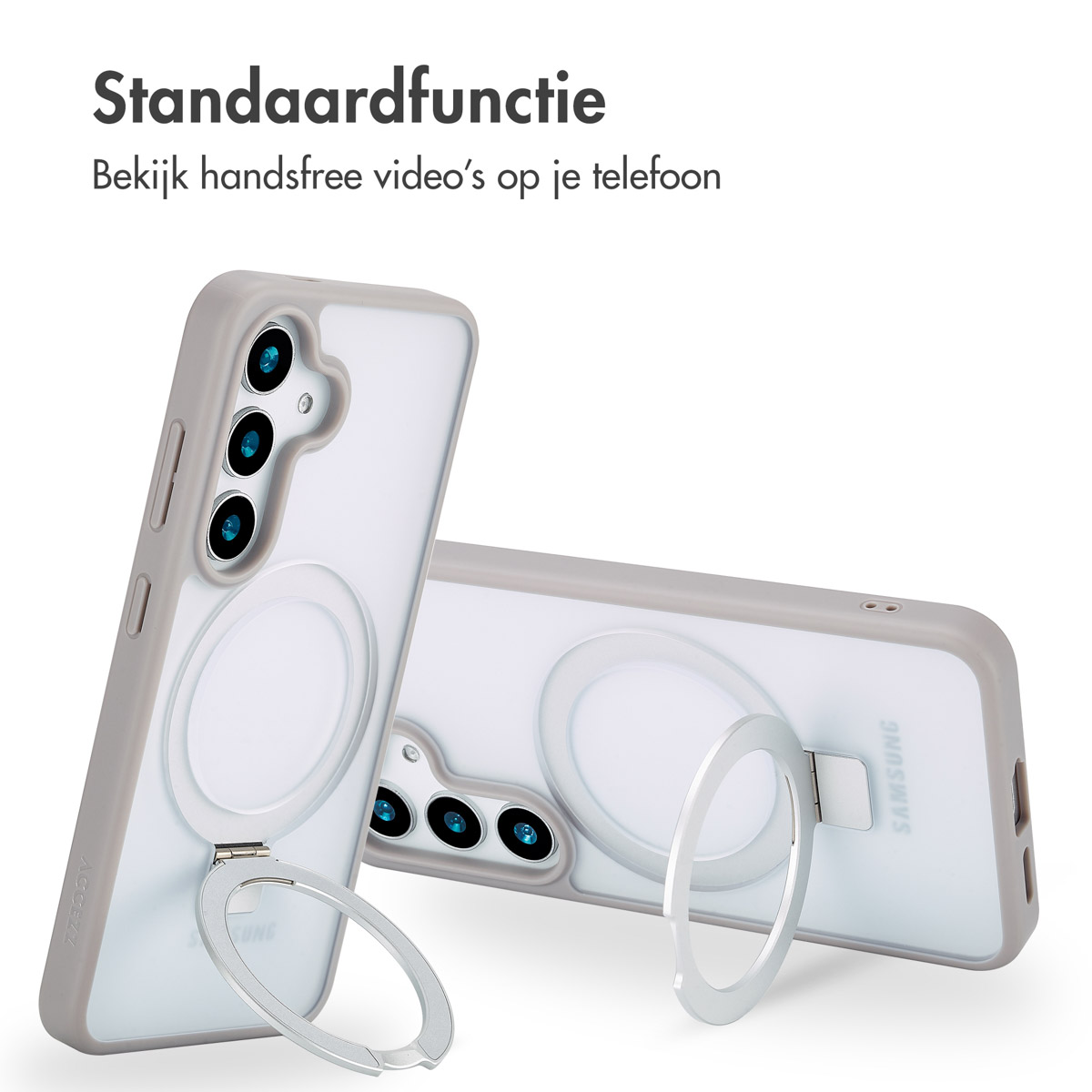Accezz Ring Stand Backcover met MagSafe Samsung Galaxy S25 - Grijs - Afbeelding 8