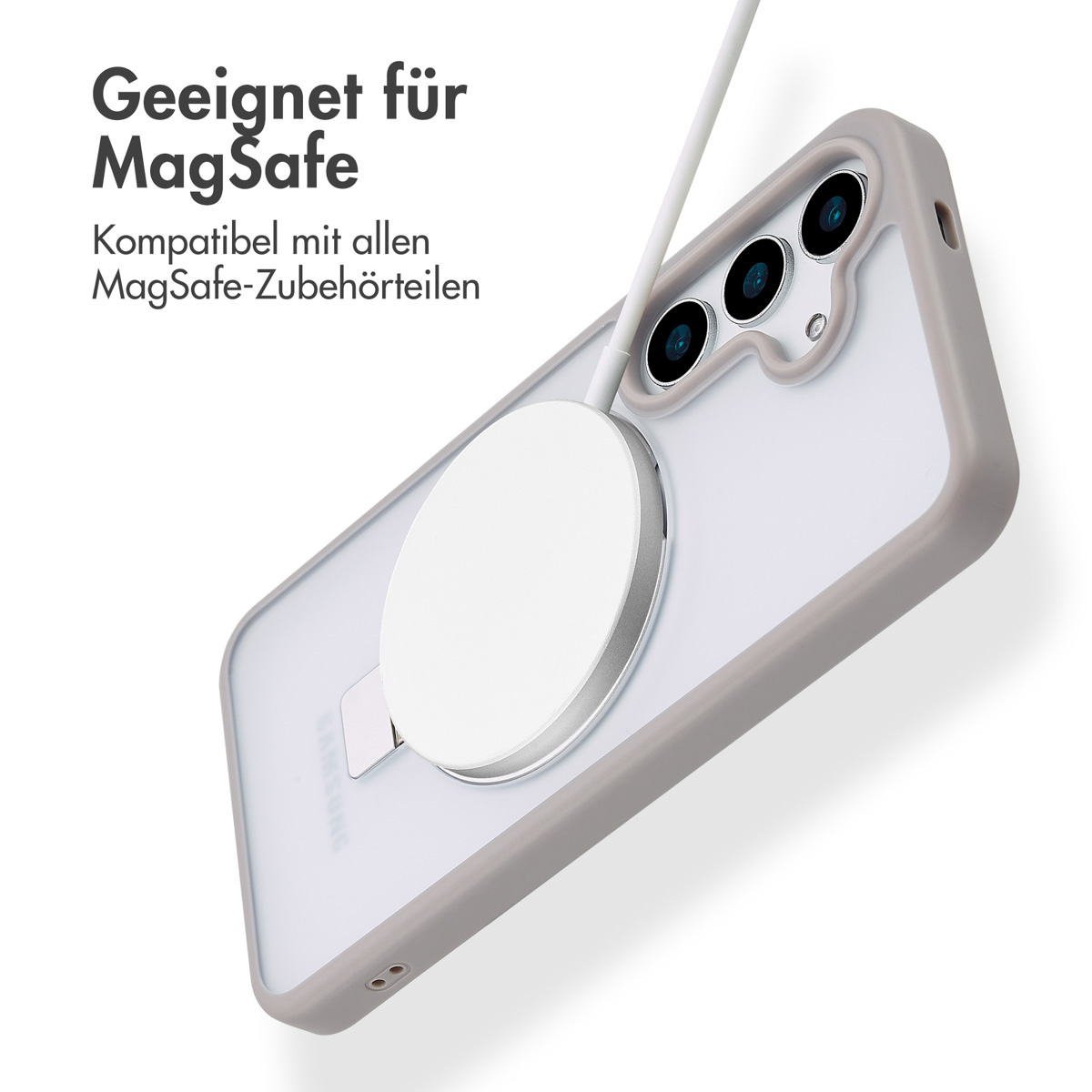 Accezz Ring Stand Backcover met MagSafe Samsung Galaxy S25 - Grijs - Afbeelding 5