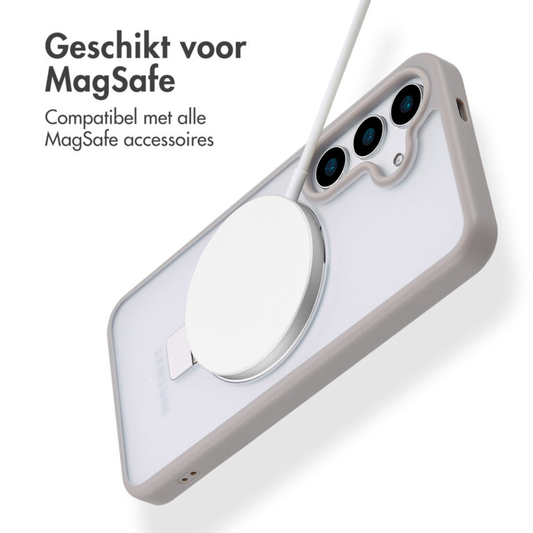 Accezz Ring Stand Backcover met MagSafe Samsung Galaxy S25 - Grey - Afbeelding 7