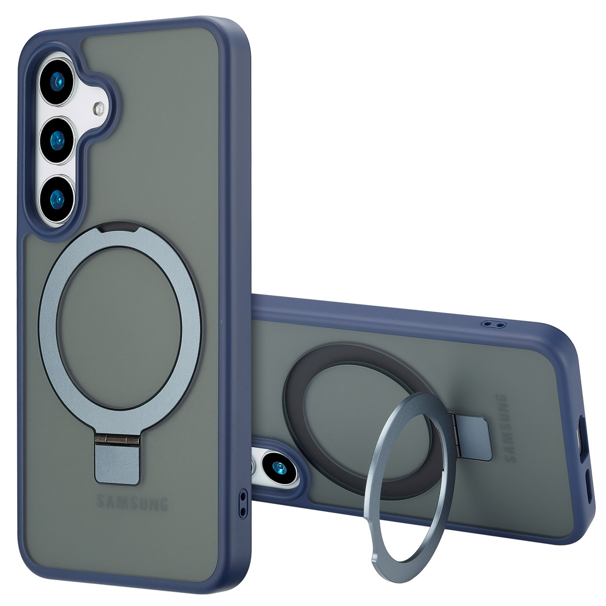 Accezz Ring Stand Backcover met MagSafe Samsung Galaxy S25 - Blauw - Afbeelding 2