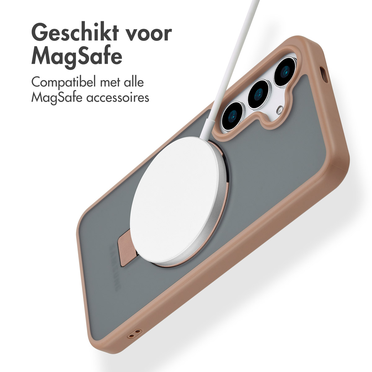 Accezz Ring Stand Backcover met MagSafe Samsung Galaxy S25 - Bruin - Afbeelding 4