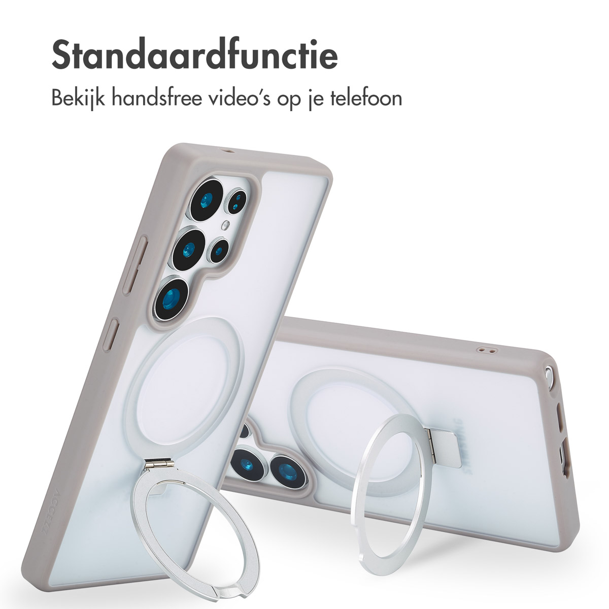 Accezz Ring Stand Backcover met MagSafe Samsung Galaxy S25 Ultra - Grijs - Afbeelding 8