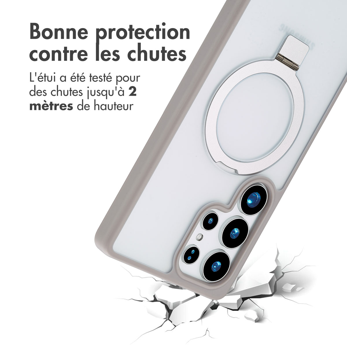 Accezz Ring Stand Backcover met MagSafe Samsung Galaxy S25 Ultra - Grijs - Afbeelding 10