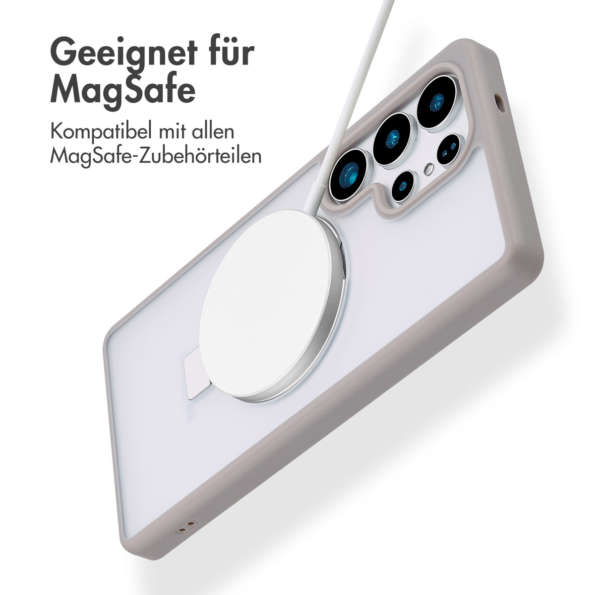 Accezz Ring Stand Backcover met MagSafe Samsung Galaxy S25 Ultra - Grijs - Afbeelding 5