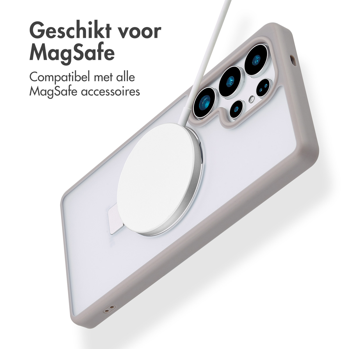 Accezz Ring Stand Backcover met MagSafe Samsung Galaxy S25 Ultra - Grijs - Afbeelding 4