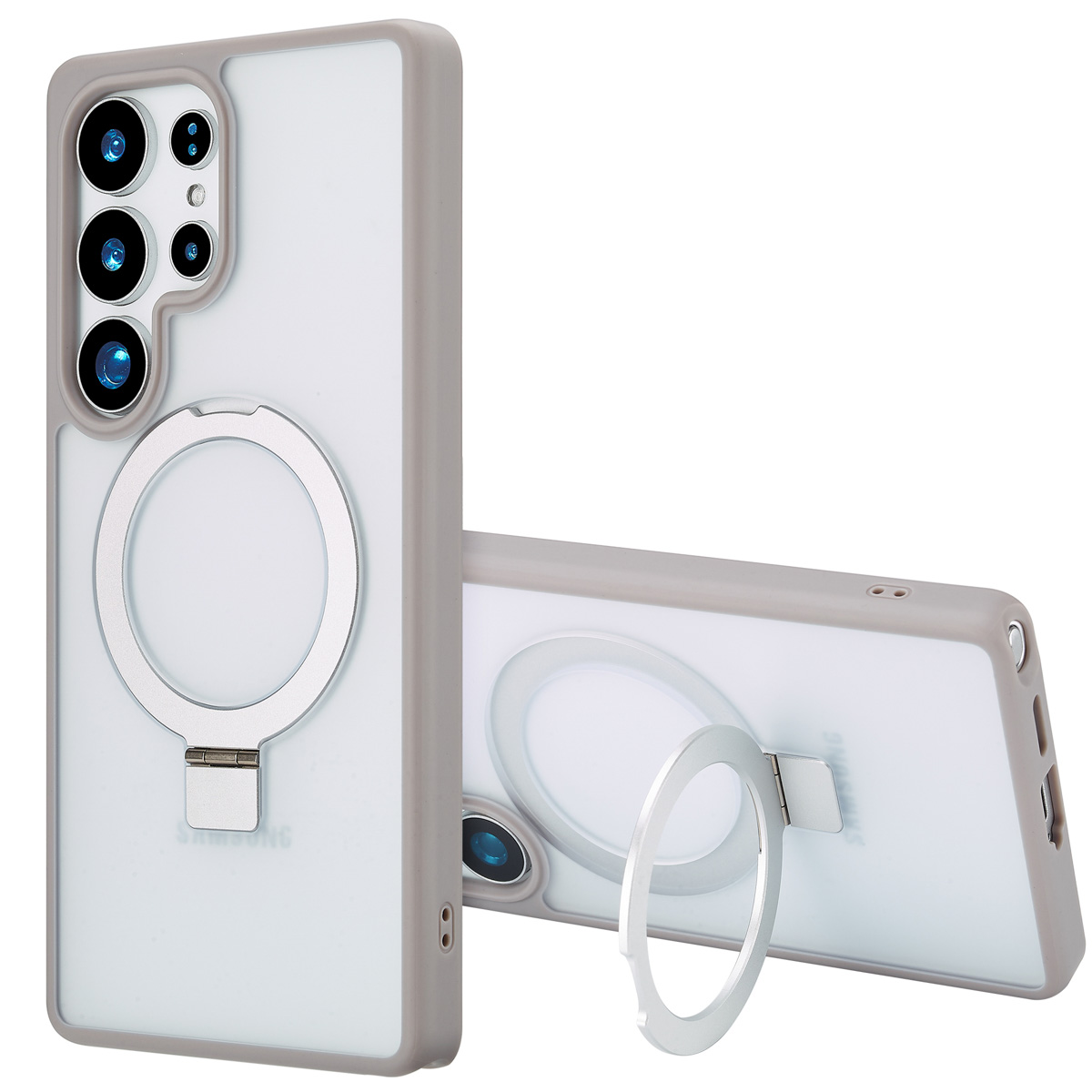 Accezz Ring Stand Backcover met MagSafe Samsung Galaxy S25 Ultra - Grijs - Afbeelding 3
