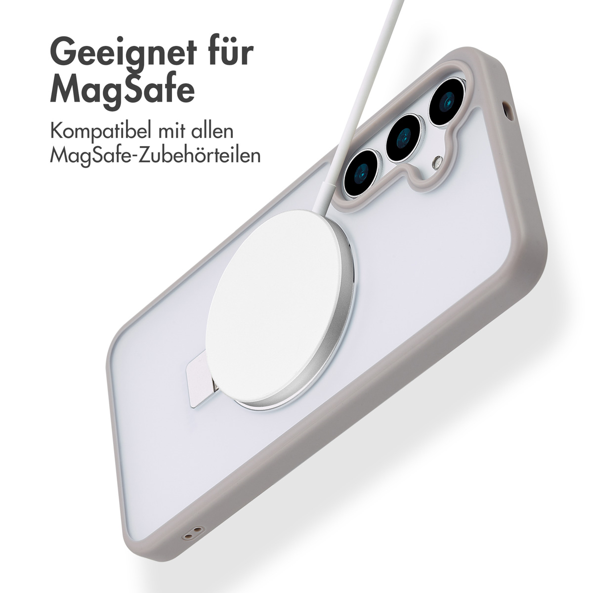 Accezz Ring Stand Backcover met MagSafe Samsung Galaxy S25 Plus - Grijs - Afbeelding 5