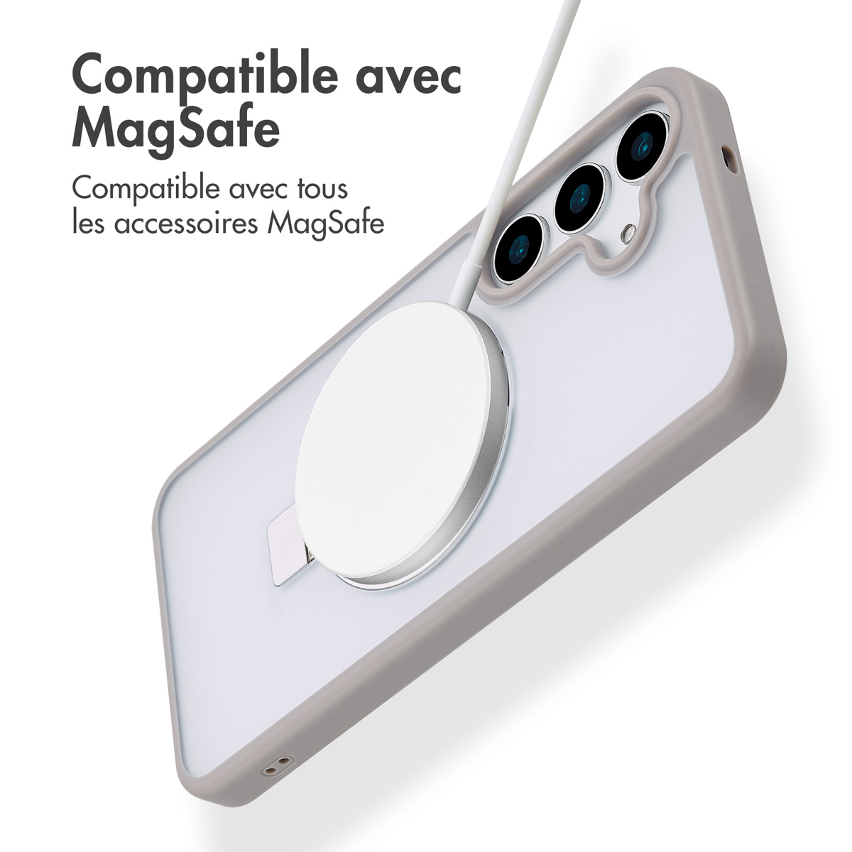 Accezz Ring Stand Backcover met MagSafe Samsung Galaxy S25 Plus - Grijs - Afbeelding 6