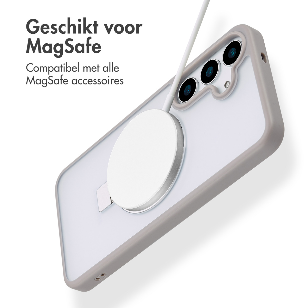 Accezz Ring Stand Backcover met MagSafe Samsung Galaxy S25 Plus - Grijs - Afbeelding 4