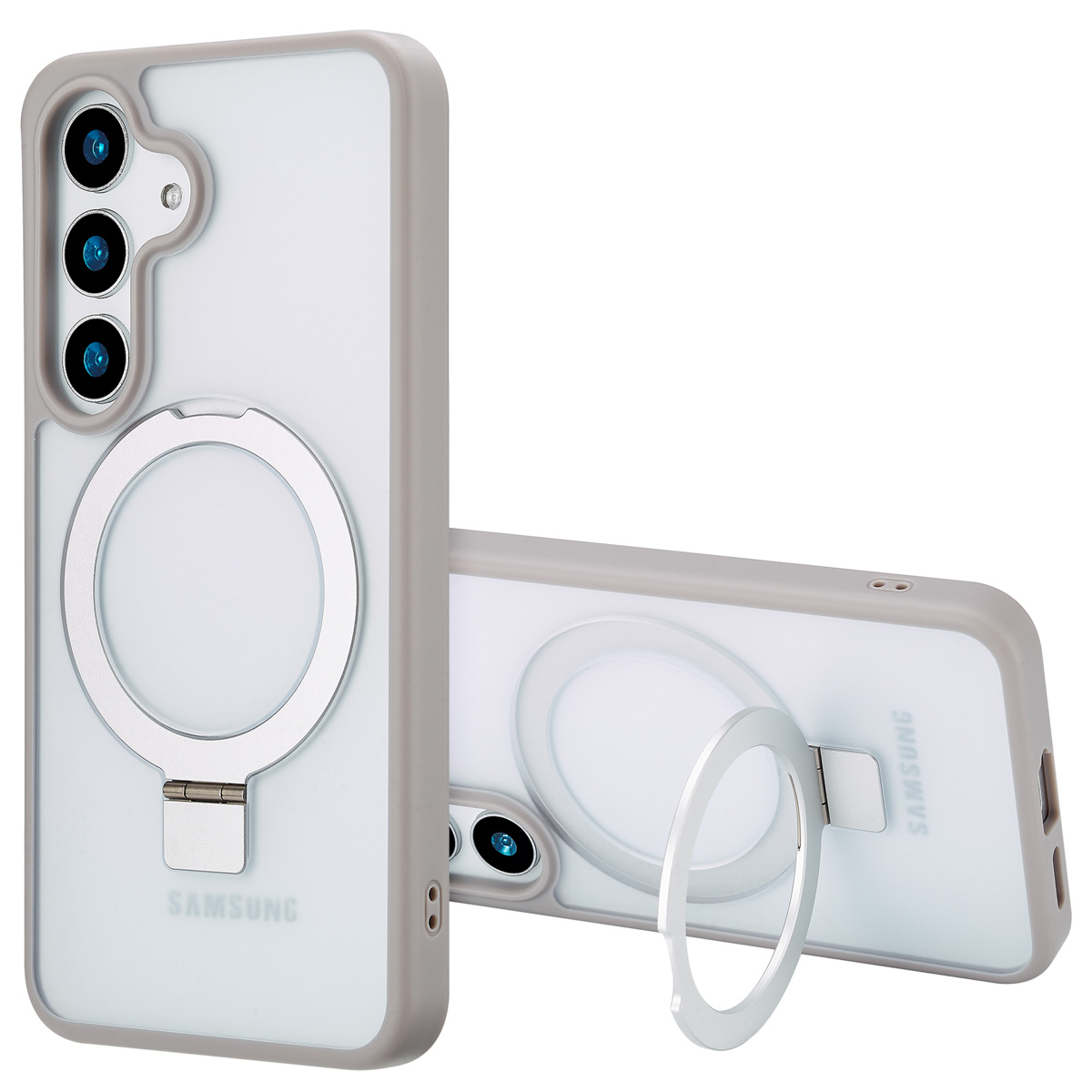Accezz Ring Stand Backcover met MagSafe Samsung Galaxy S25 Plus - Grijs - Afbeelding 2