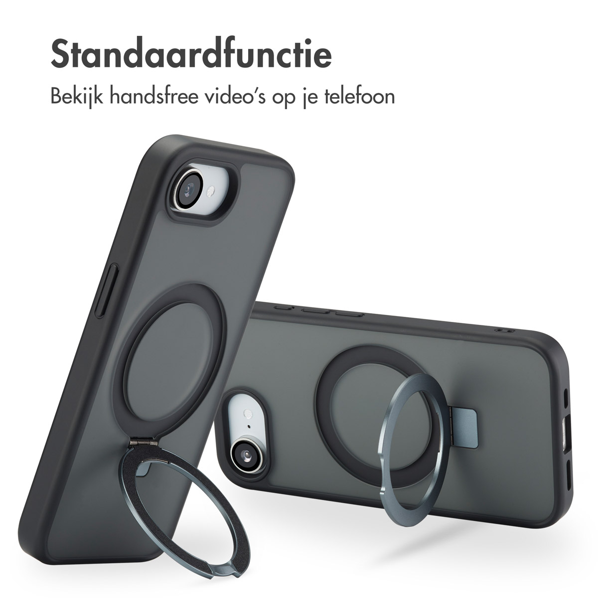 Accezz Ring Stand Backcover met MagSafe Apple iPhone 16e - Zwart - Afbeelding 7