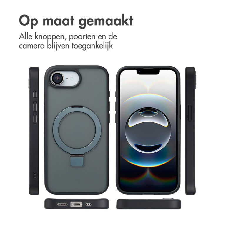 Accezz Ring Stand Backcover met MagSafe Apple iPhone 16e - Zwart - Afbeelding 8