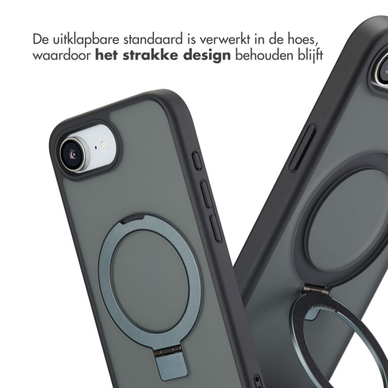 Accezz Ring Stand Backcover met MagSafe Apple iPhone 16e - Zwart - Afbeelding 6