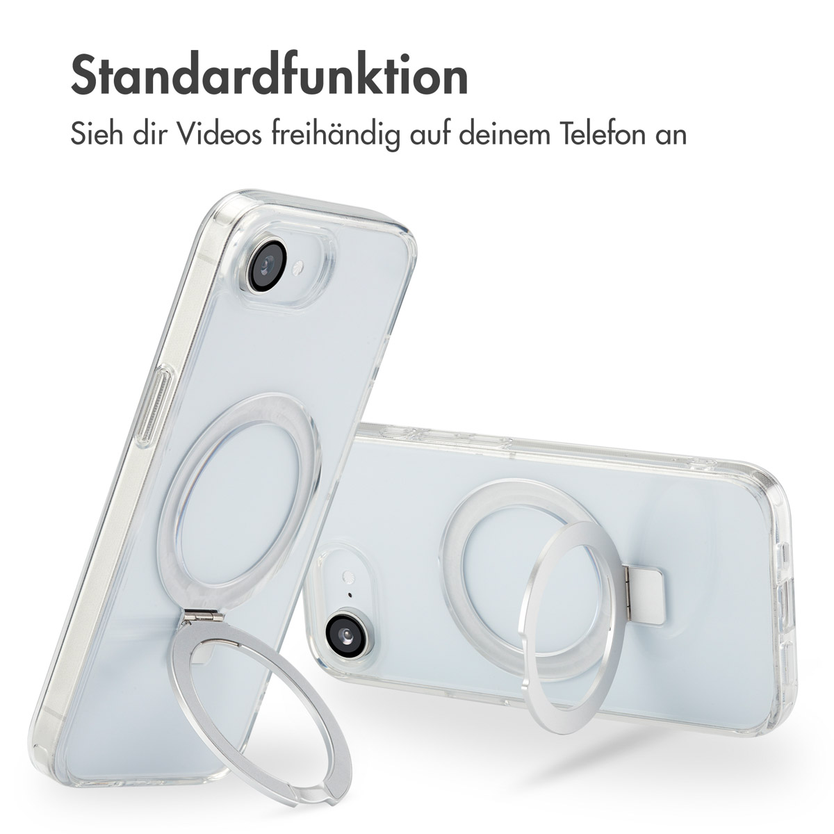 Accezz Ring Stand Backcover met MagSafe Apple iPhone 16e - Transparant - Afbeelding 9