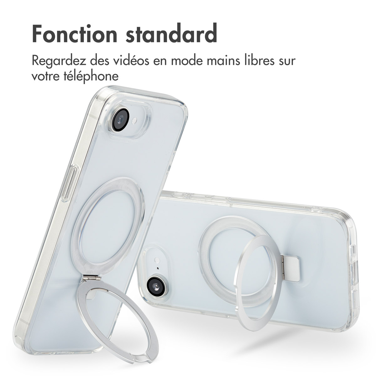 Accezz Ring Stand Backcover met MagSafe Apple iPhone 16e - Transparant - Afbeelding 7