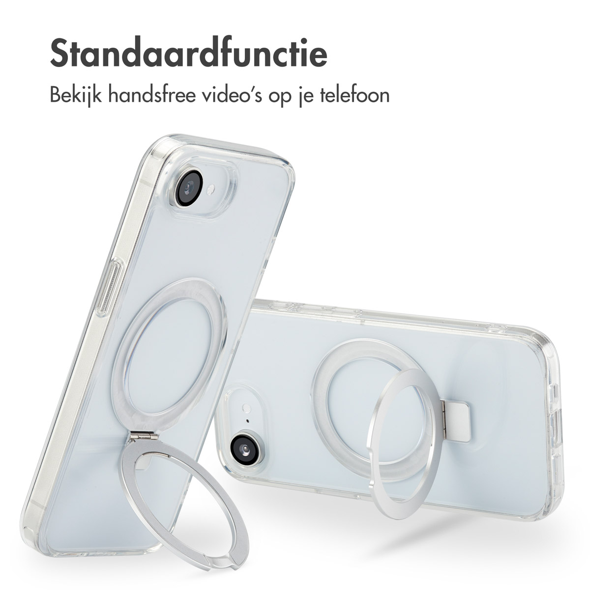 Accezz Ring Stand Backcover met MagSafe Apple iPhone 16e - Transparant - Afbeelding 8
