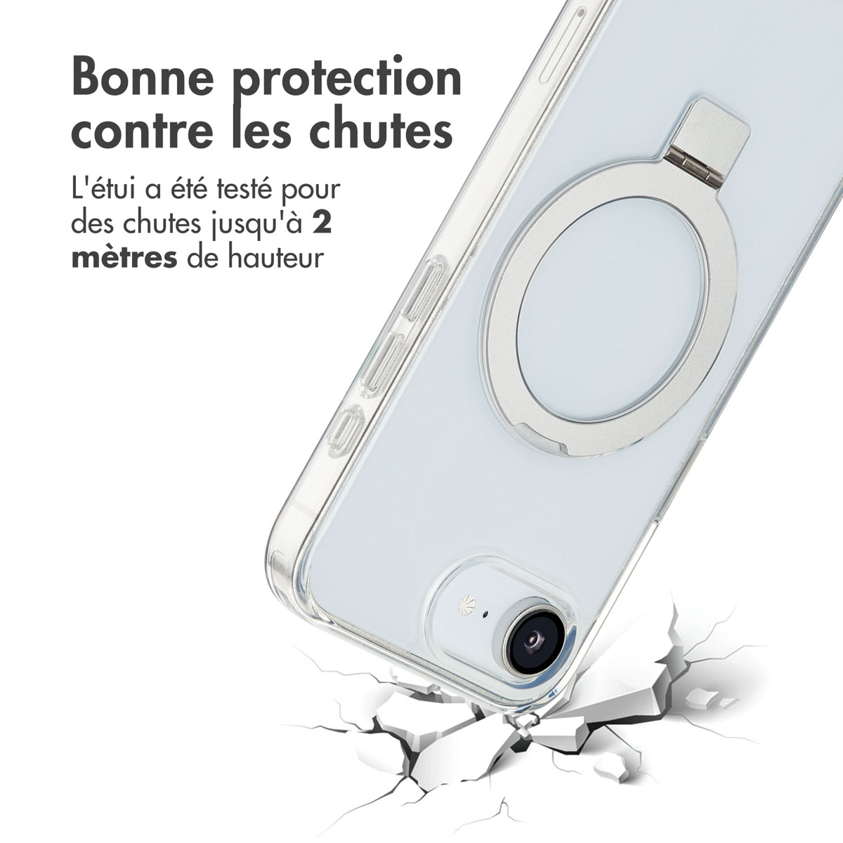 Accezz Ring Stand Backcover met MagSafe Apple iPhone 16e - Transparant - Afbeelding 10