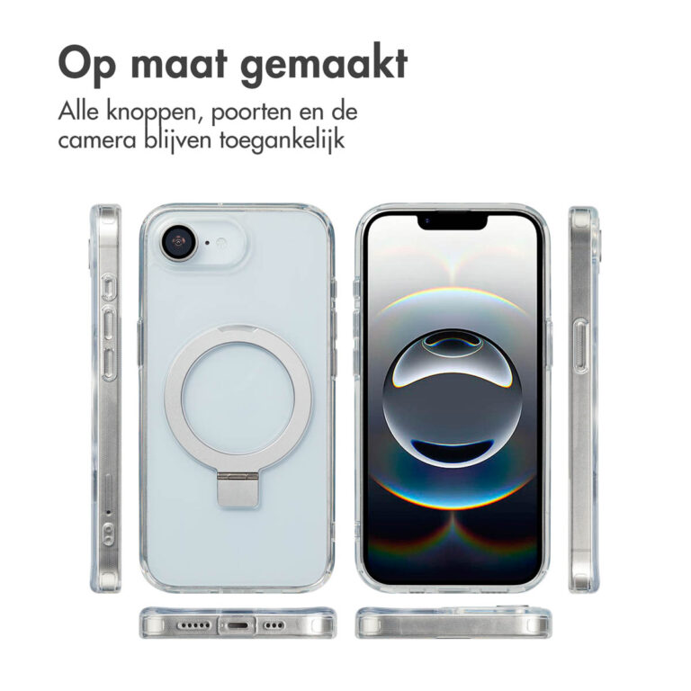 Accezz Ring Stand Backcover met MagSafe Apple iPhone 16e - Transparant - Afbeelding 8