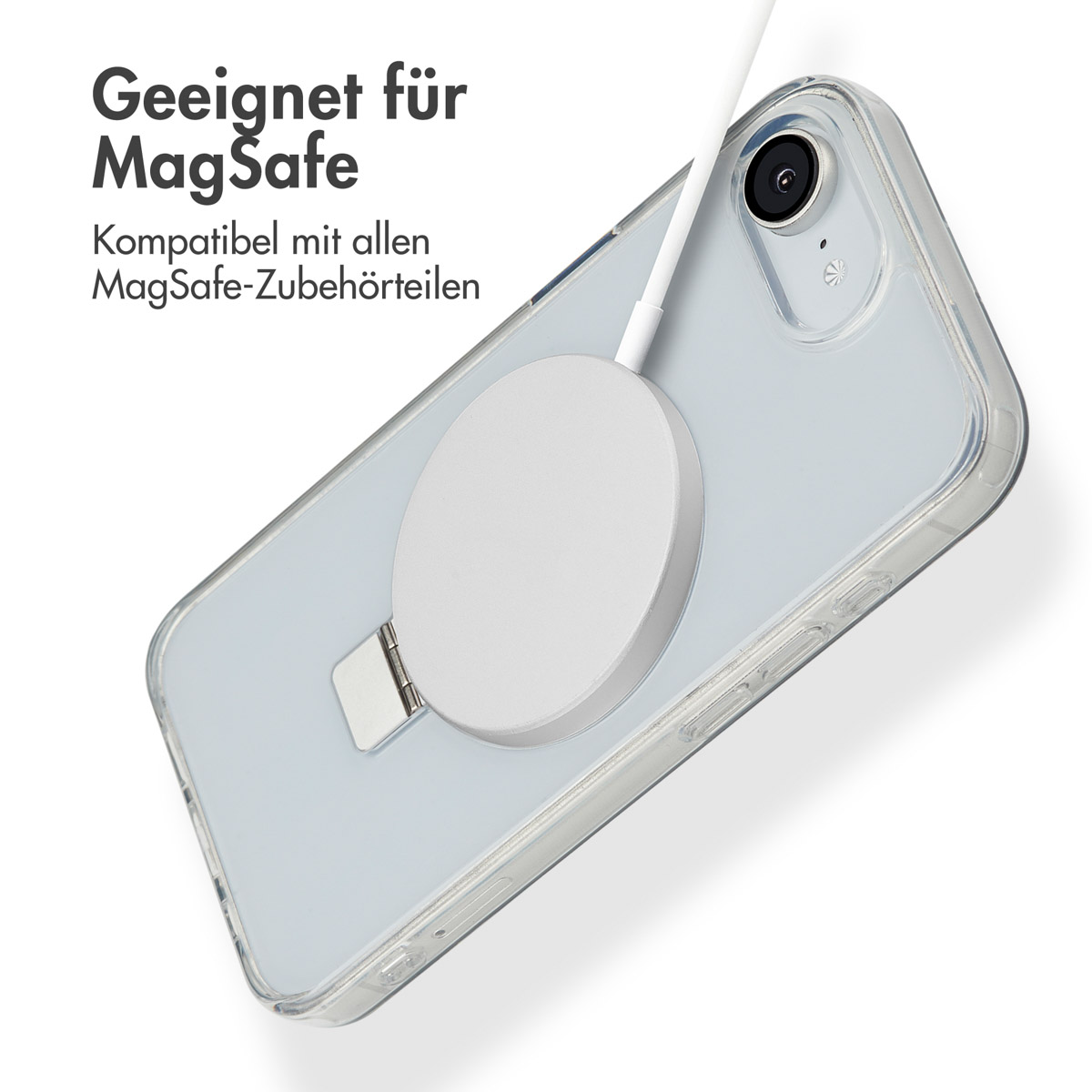 Accezz Ring Stand Backcover met MagSafe Apple iPhone 16e - Transparant - Afbeelding 5