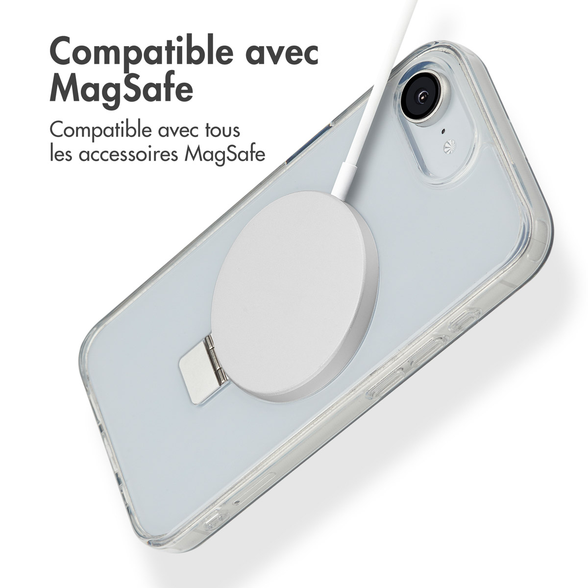 Accezz Ring Stand Backcover met MagSafe Apple iPhone 16e - Transparant - Afbeelding 6