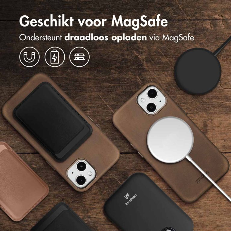 Accezz Vintage Leather Magsafe Backcover iPhone 13 - Rustic Brown - Afbeelding 9
