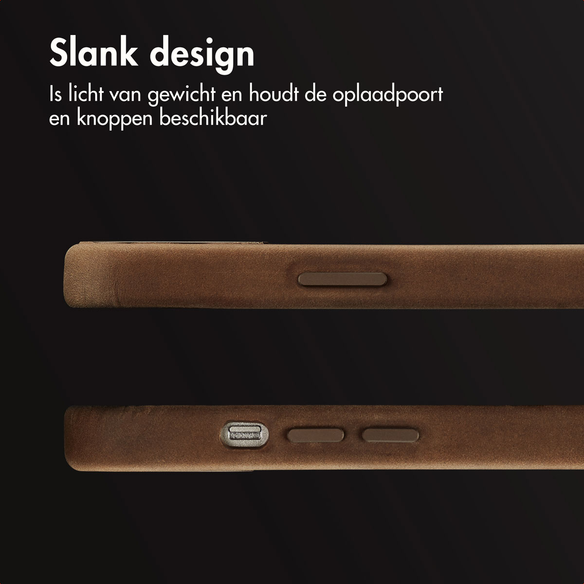 Accezz Vintage Leather Magsafe Backcover Apple iPhone 13 - Rustic Brown - Afbeelding 6