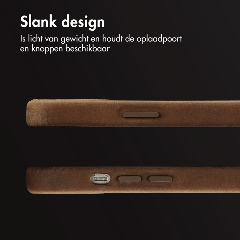 Accezz Vintage Leather Magsafe Backcover iPhone 13 - Rustic Brown - Afbeelding 6