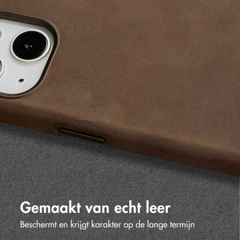 Accezz Vintage Leather Magsafe Backcover iPhone 13 - Rustic Brown - Afbeelding 5