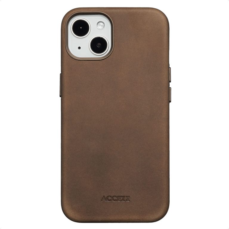Accezz Vintage Leather Magsafe Backcover iPhone 13 - Rustic Brown - Afbeelding 4