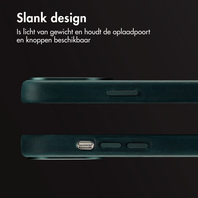 Accezz Vintage Leather Magsafe Backcover Apple iPhone 13 Pro - Smokey Green - Afbeelding 9