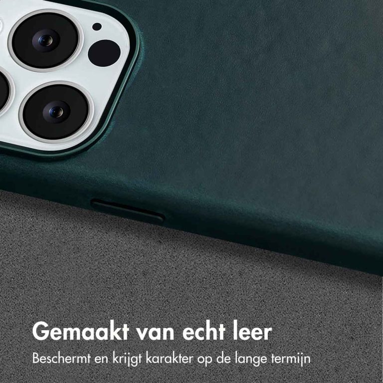 Accezz Vintage Leather Magsafe Backcover Apple iPhone 13 Pro - Smokey Green - Afbeelding 8