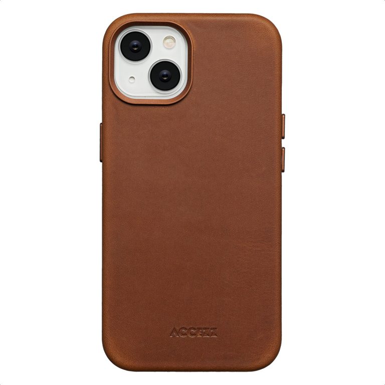 Accezz Vintage Leather Magsafe Backcover iPhone 14 - Tabacco Cognac - Afbeelding 10