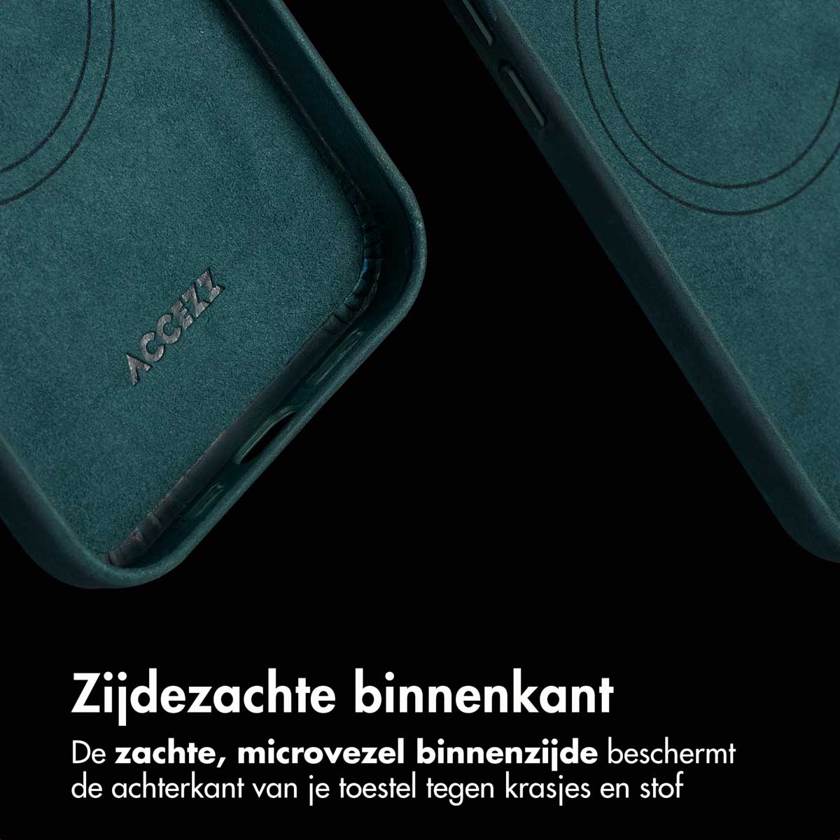 Accezz Vintage Leather Magsafe Backcover Apple iPhone 14 - Smokey Green - Afbeelding 10