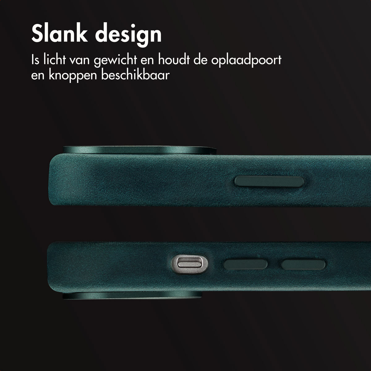 Accezz Vintage Leather Magsafe Backcover Apple iPhone 14 - Smokey Green - Afbeelding 9