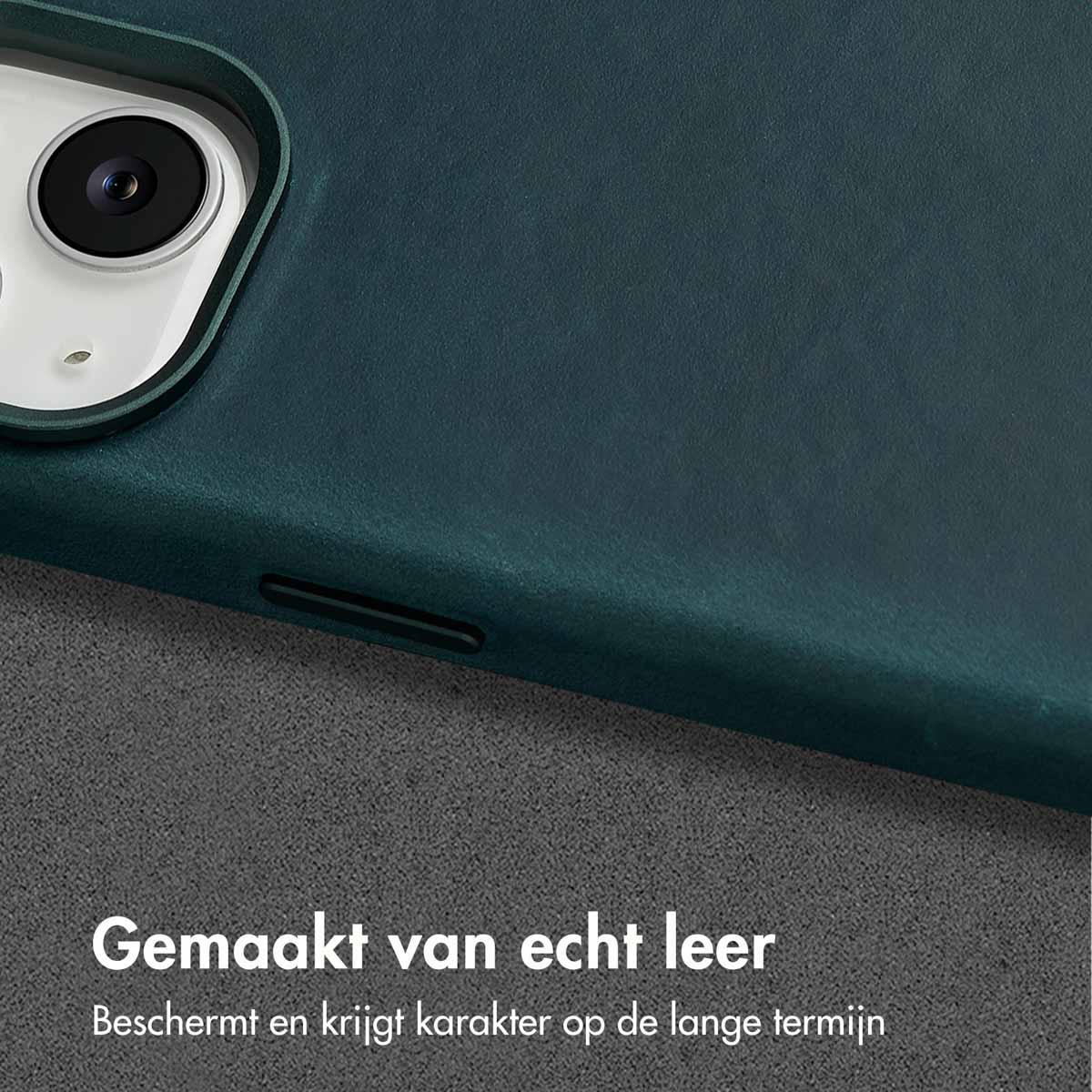 Accezz Vintage Leather Magsafe Backcover Apple iPhone 14 - Smokey Green - Afbeelding 8
