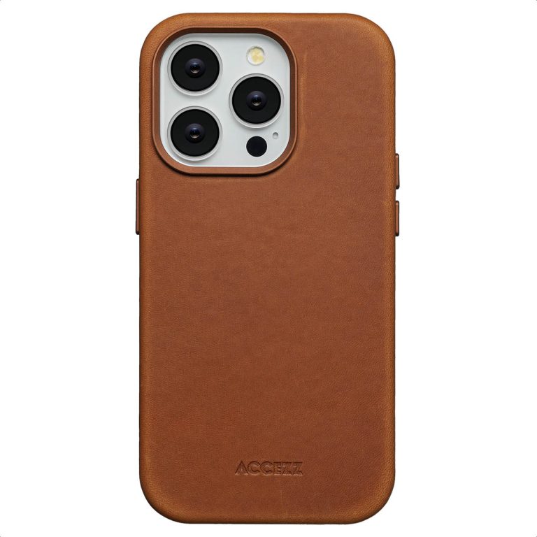 Accezz Vintage Leather Magsafe Backcover iPhone 14 Pro - Tabacco Cognac - Afbeelding 10