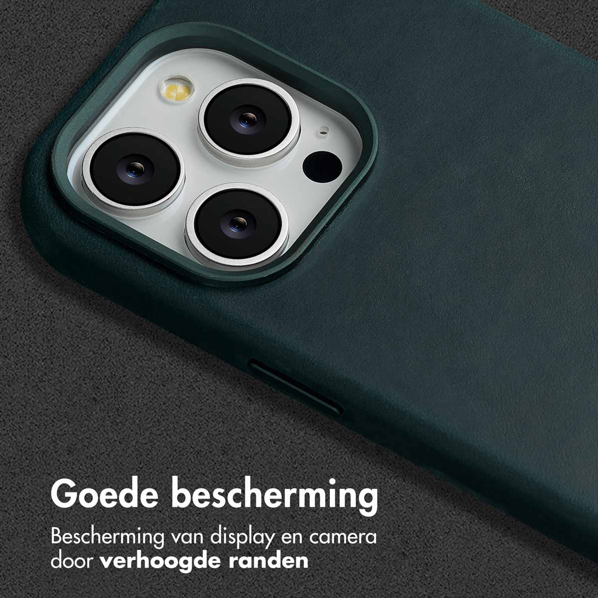 Accezz Vintage Leather Magsafe Backcover Apple iPhone 14 Pro - Smokey Green - Afbeelding 10