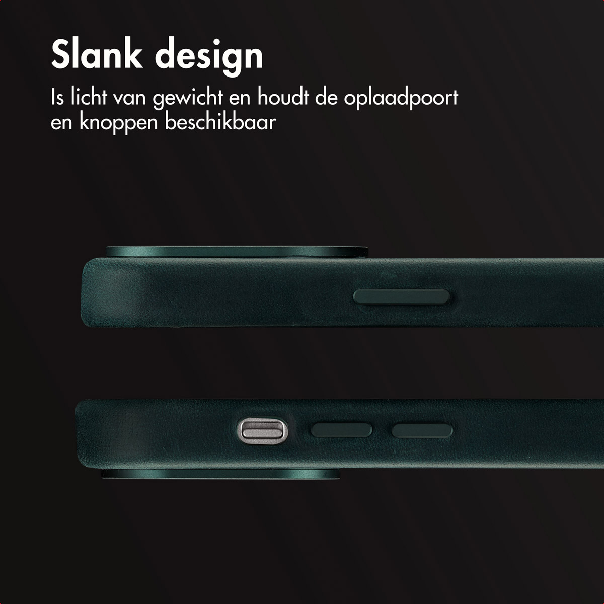 Accezz Vintage Leather Magsafe Backcover Apple iPhone 14 Pro - Smokey Green - Afbeelding 9