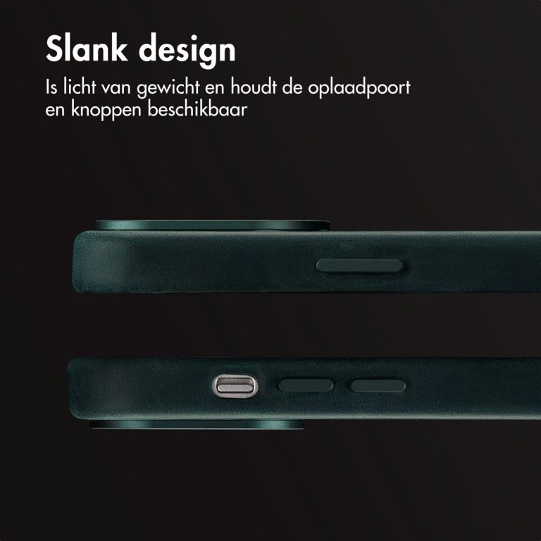 Accezz Vintage Leather Magsafe Backcover iPhone 14 Pro - Smokey Green - Afbeelding 9