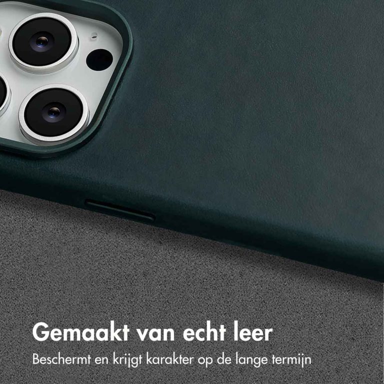 Accezz Vintage Leather Magsafe Backcover iPhone 14 Pro - Smokey Green - Afbeelding 8