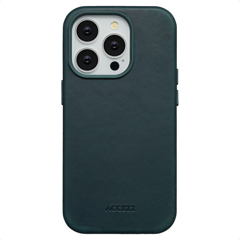 Accezz Vintage Leather Magsafe Backcover iPhone 14 Pro - Smokey Green - Afbeelding 7