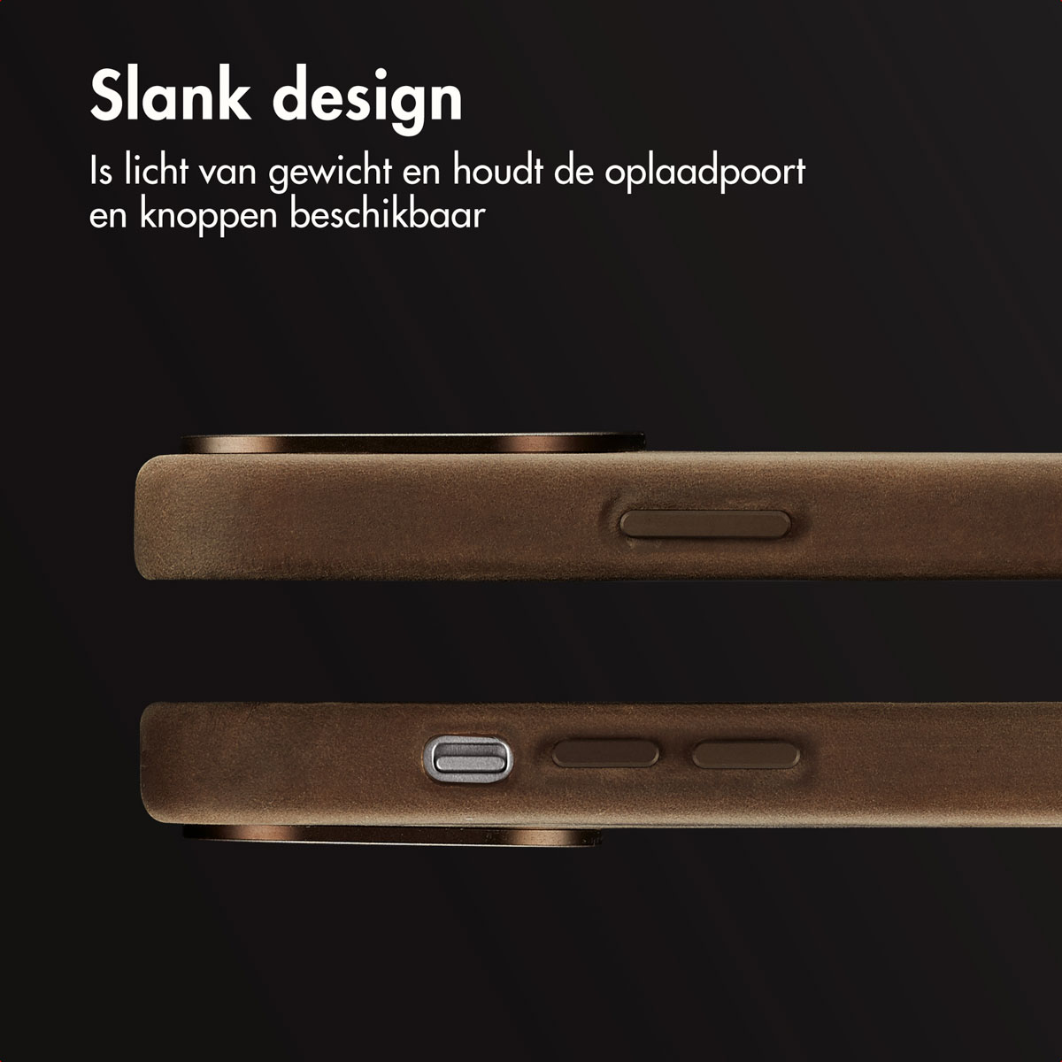 Accezz Vintage Leather Magsafe Backcover Apple iPhone 14 Pro - Rustic Brown - Afbeelding 6