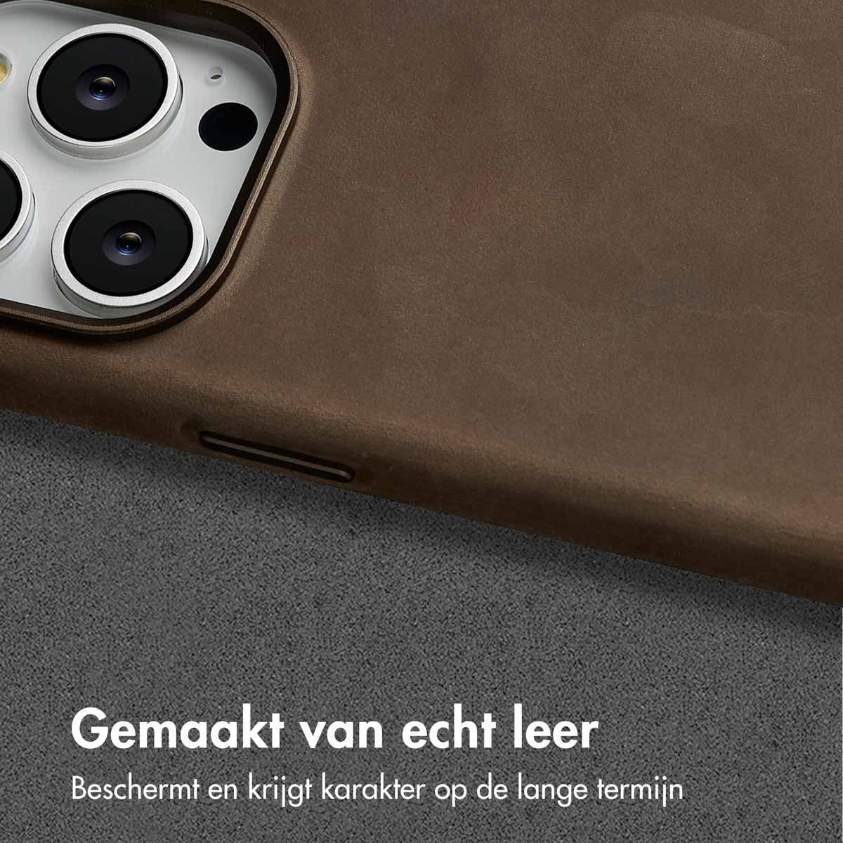 Accezz Vintage Leather Magsafe Backcover Apple iPhone 14 Pro - Rustic Brown - Afbeelding 5