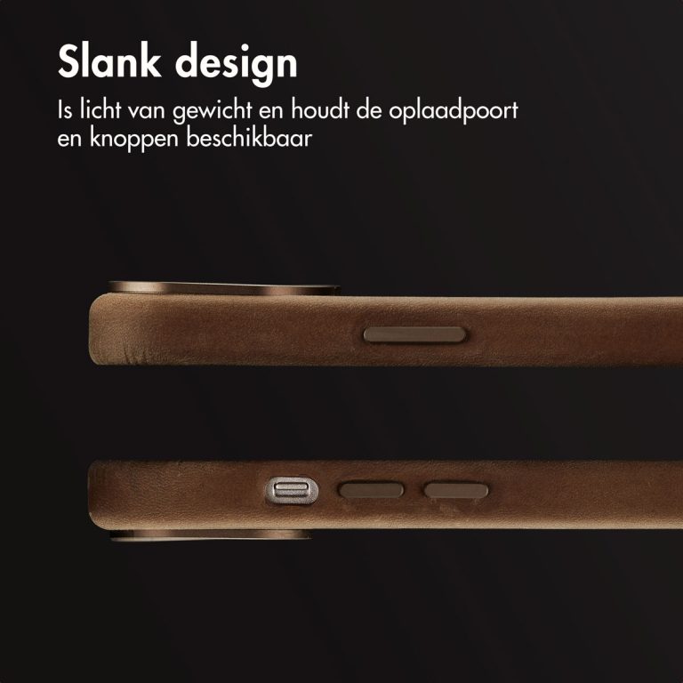 Accezz Vintage Leather Magsafe Backcover iPhone 15 - Rustic Brown - Afbeelding 6