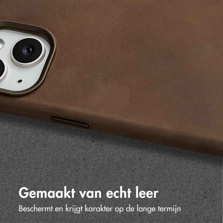 Accezz Vintage Leather Magsafe Backcover iPhone 15 - Rustic Brown - Afbeelding 5