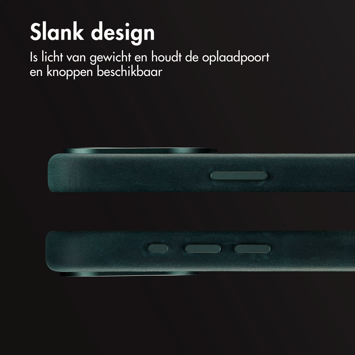 Accezz Vintage Leather Magsafe Backcover Apple iPhone 15 Pro - Smokey Green - Afbeelding 9