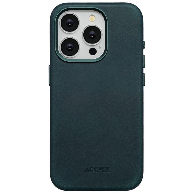 Accezz Vintage Leather Magsafe Backcover iPhone 15 Pro - Smokey Green - Afbeelding 7
