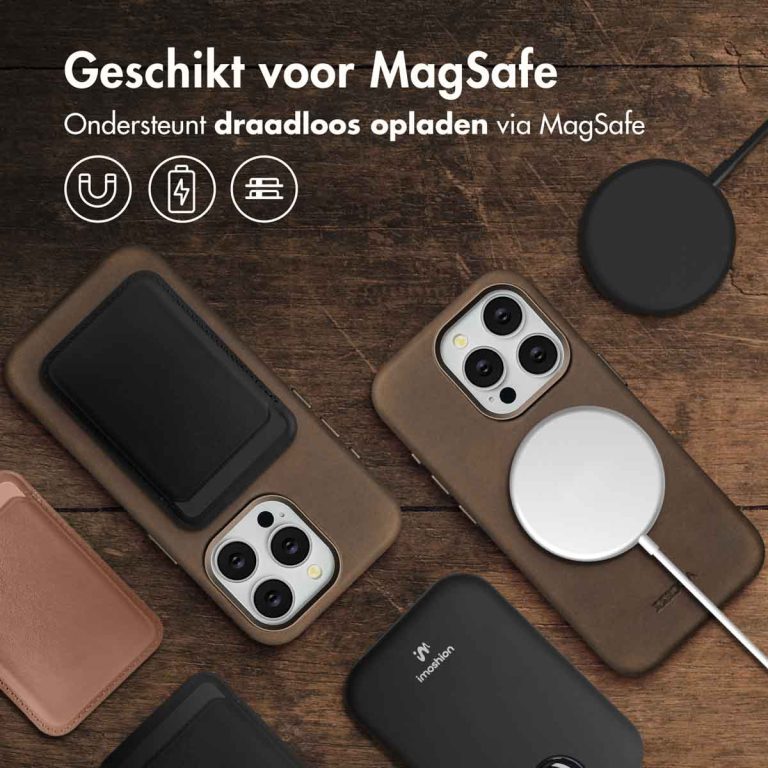 Accezz Vintage Leather Magsafe Backcover iPhone 15 Pro - Rustic Brown - Afbeelding 9