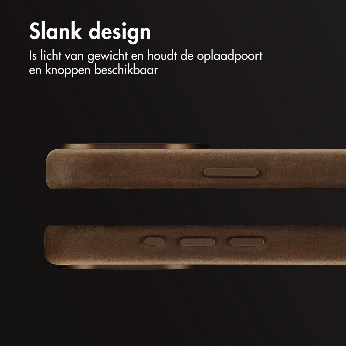 Accezz Vintage Leather Magsafe Backcover Apple iPhone 15 Pro - Rustic Brown - Afbeelding 6