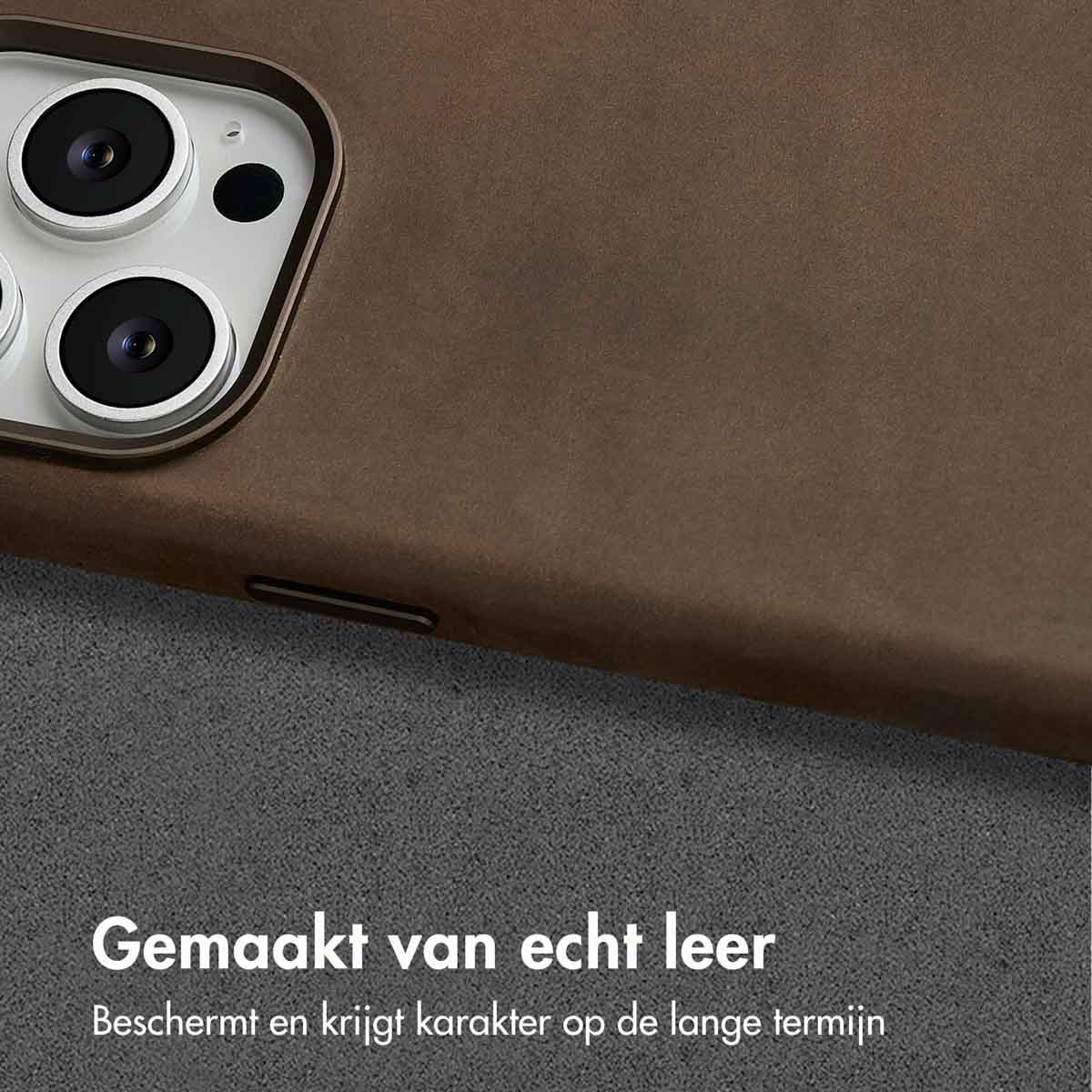 Accezz Vintage Leather Magsafe Backcover Apple iPhone 15 Pro - Rustic Brown - Afbeelding 5